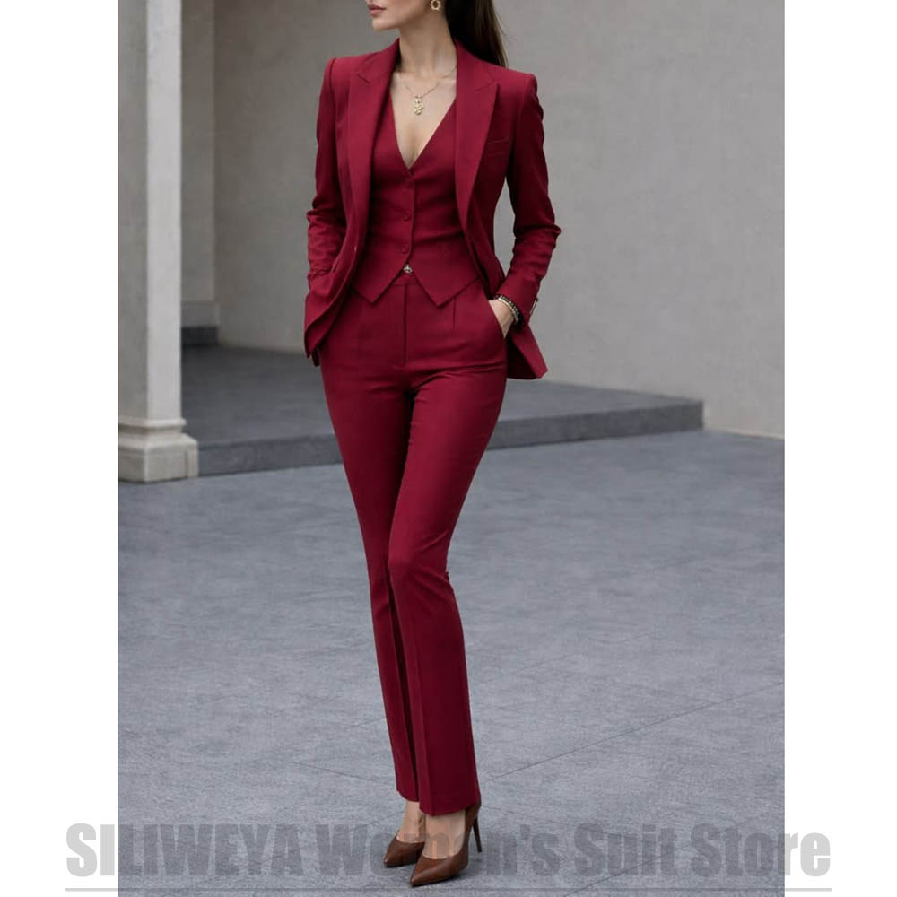Women Formal Wear Shirt And Pant - Women 3 Piece Suit Set Blazer