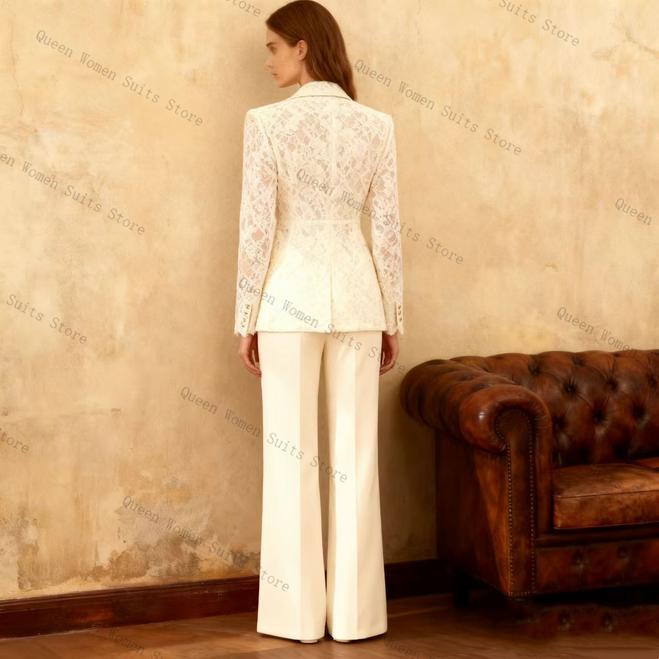 White Lace Women Suit Pants Se - Women'S Formal Jackets To Wear With Dresses review and price