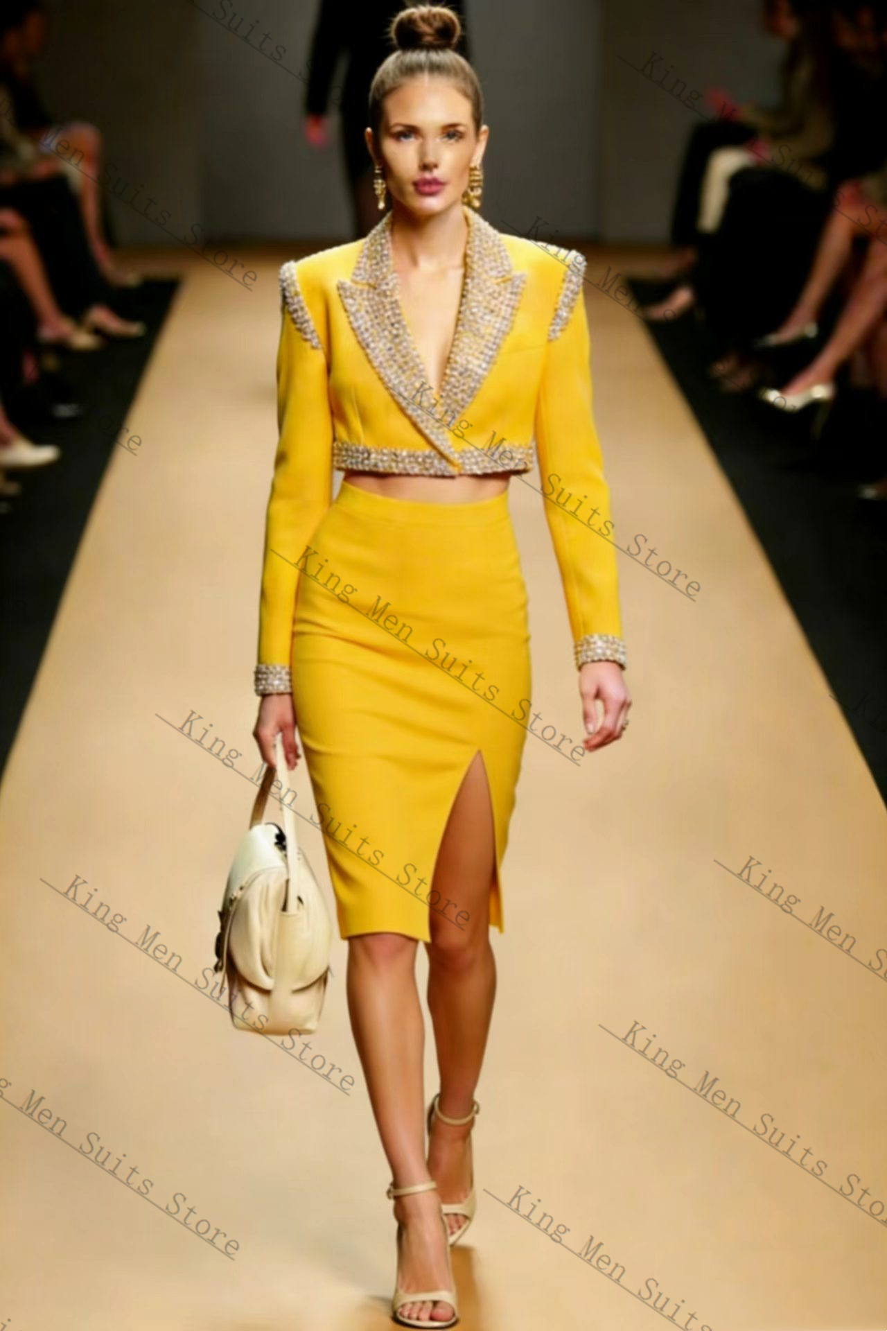 Yellow Crystals Women Suit Ski - Women'S Formal Jackets To Wear With Dresses review and price